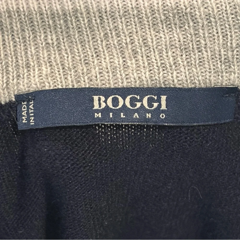 Boggi Milano 1/4 Zip Sweater Mens XL Navy Blue Cashmere Blend Mock Neck Luxury - Picture 4 of 9
